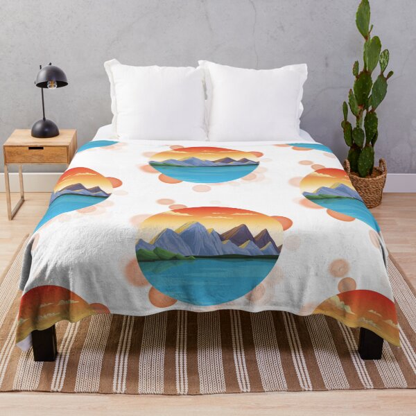 Item preview, Sunset over Mountains and River Landscape - Nature Illustration designed and sold by iamKRUK.