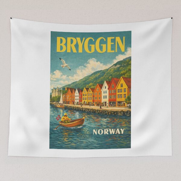 Item preview, Bryggen Bergen Vestland Norway Historic Wharf Harbor Waterfront designed and sold by Aryabek.