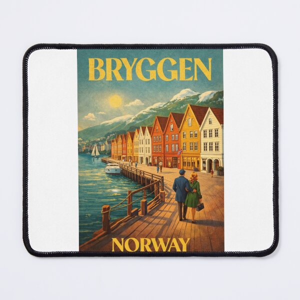 Item preview, Bryggen Bergen Harbor Waterfront Vestland Norway Fjord Coastal Cityscape designed and sold by Aryabek.