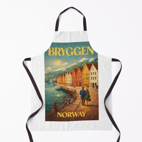 Item preview, Bryggen Bergen Harbor Waterfront Vestland Norway Fjord Coastal Cityscape designed and sold by Aryabek.