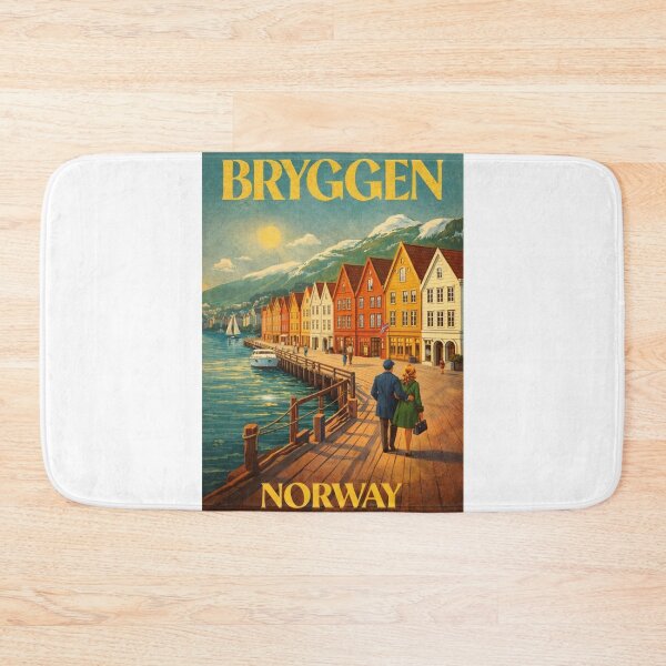 Item preview, Bryggen Bergen Harbor Waterfront Vestland Norway Fjord Coastal Cityscape designed and sold by Aryabek.