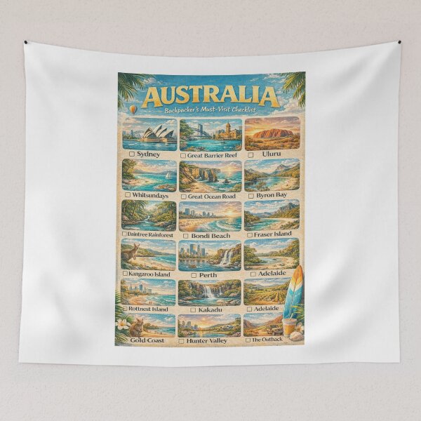 Item preview, Australia Travel Destinations Sydney Great Barrier Reef Uluru Gold Coast designed and sold by Aryabek.