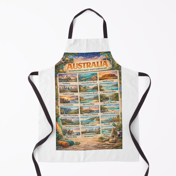 Item preview, Australia Backpacker Must Visit Checklist Sydney Great Barrier Reef Uluru Gold Coast Map designed and sold by Aryabek.