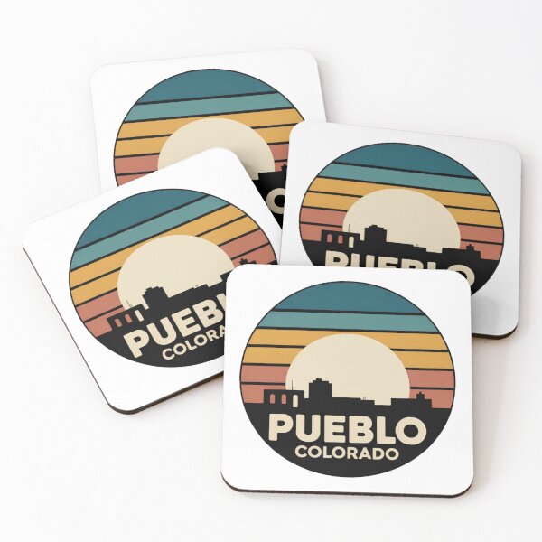 Item preview, Pueblo Colorado: Blue Orange Red Sunset Skyline Badge designed and sold by CircinusStore.