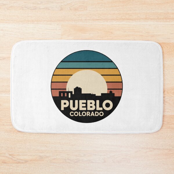 Item preview, Pueblo Colorado: Blue Orange Red Sunset Skyline Badge designed and sold by CircinusStore.