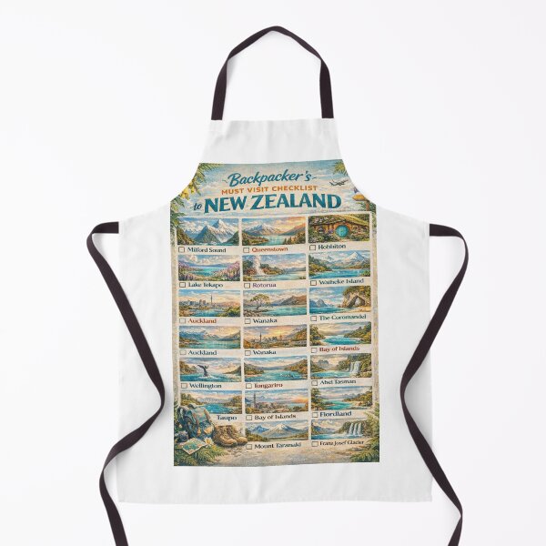 Item preview, New Zealand Backpacker Must Visit Checklist Milford Sound Queenstown Rotorua Fiordland Map designed and sold by Aryabek.