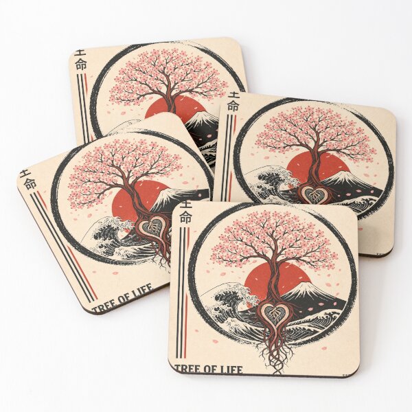 Item preview, Tree of Life – Japanese Wave & Sakura Heart Art designed and sold by ECHOES from the SOUL.