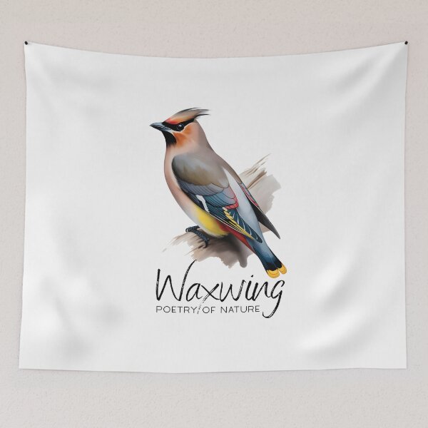 Item preview, Bohemian Waxwing Bird – Colorful Nature Illustration designed and sold by ArcticFoxStudio.