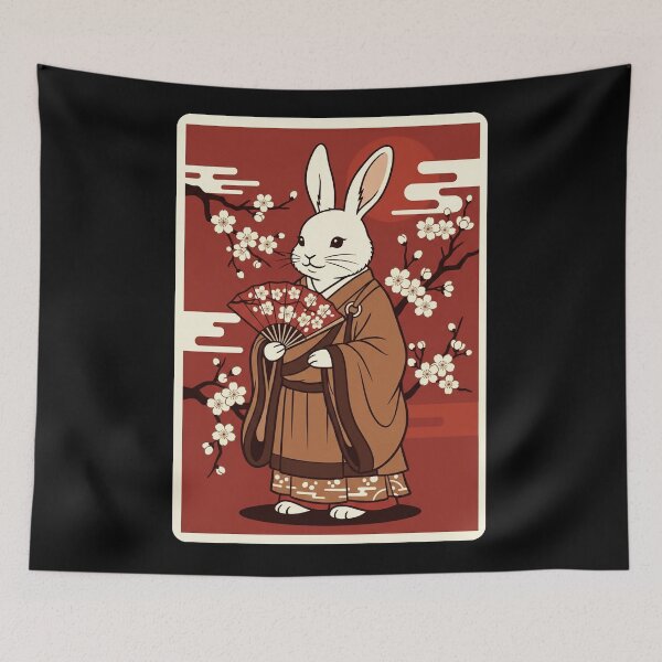 Item preview, Japanese Bunny Kimono Cherry Blossom Vintage Style designed and sold by JordynLadukeg65.