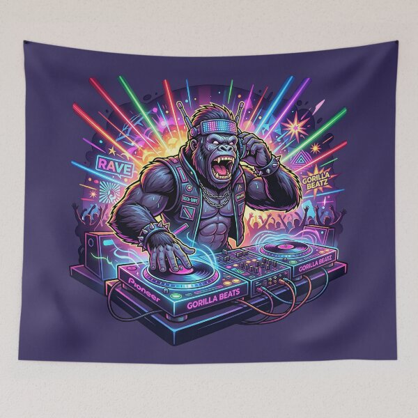 Item preview, DJ Party Gorilla – Neon Festival Bass Beast designed and sold by RH Design Lab.