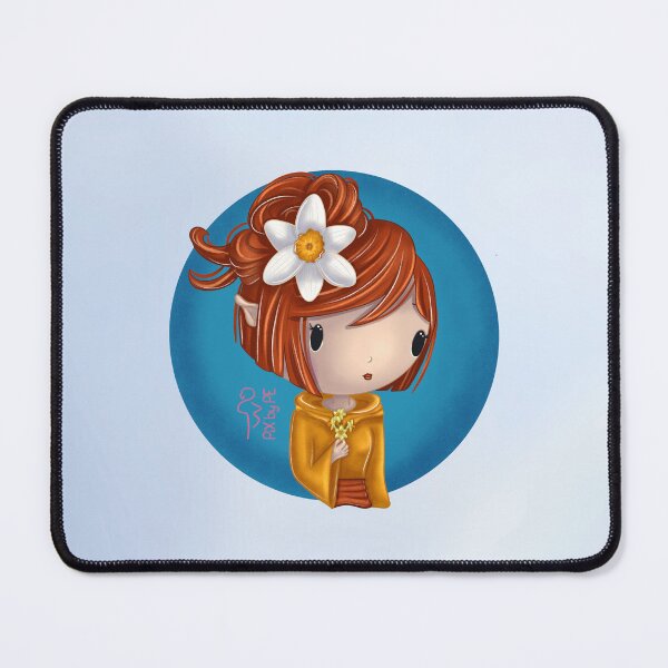 Item preview, March birth flower – Chibi girl with daffodil and background | Cute illustration designed and sold by PiX by PE.