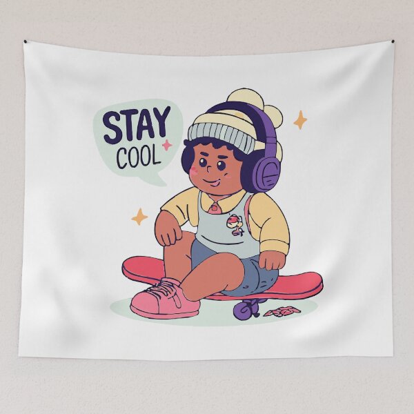 Item preview, Stay Cool Skate Kid – Cute Chill Aesthetic Cartoon Design designed and sold by Kavya Art.