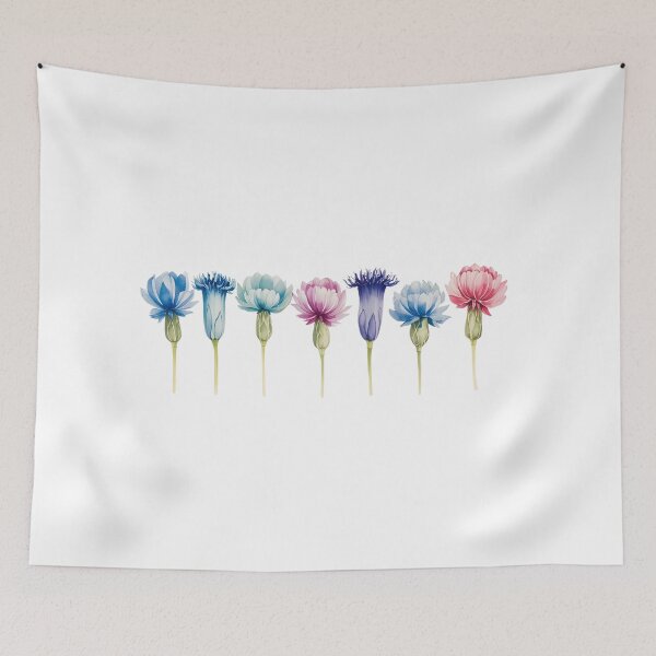 Item preview, Blue and pink flowers designed and sold by uunaa.