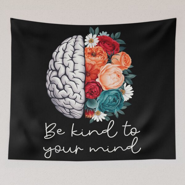 Item preview, Mental Health Awareness Floral Brain Be Kind To Your Mind Art designed and sold by GalenoHenley.
