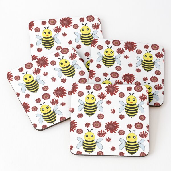 Item preview, Cute Bee Floral Pattern Aesthetic Seamless Bumblebee and Red Flower Design  designed and sold by HopeAndHustle.
