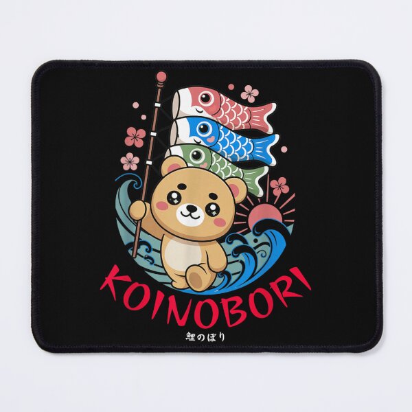 Item preview, Cute Kawaii Bear Holding Japanese Koinobori Fish Flags With Cherry Blossom Flowers designed and sold by GalenoHenley.