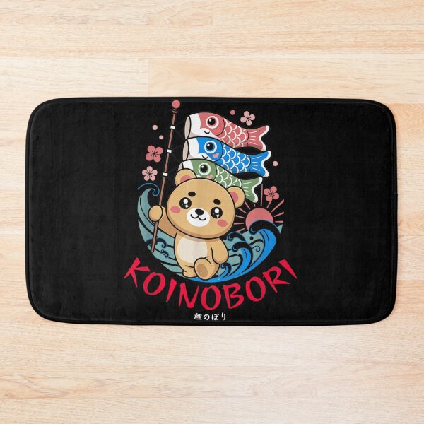 Item preview, Cute Kawaii Bear Holding Japanese Koinobori Fish Flags With Cherry Blossom Flowers designed and sold by GalenoHenley.