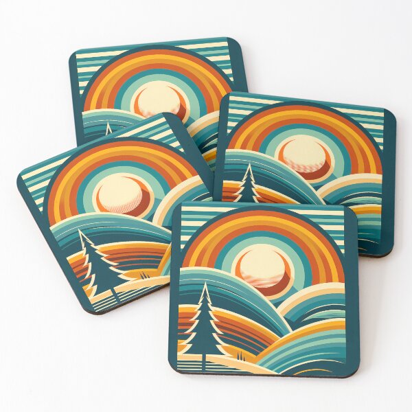 Item preview, Geometric Sunset Over Rolling Hills designed and sold by InkSmithery.