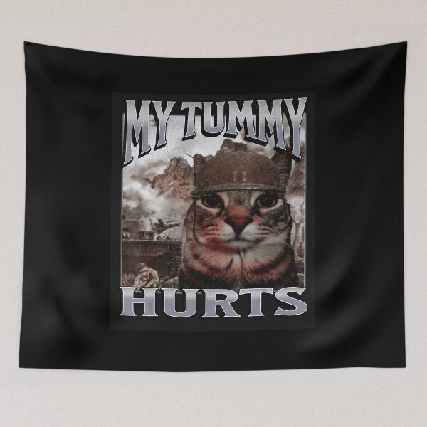 Item preview, My Tummy Hurts Funny Cat Meme Sketch Style designed and sold by tadmercado.