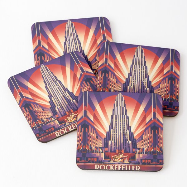 Item preview, Rockefeller Plaza - New York Art Deco Travel Poster designed and sold by Earth Celebration Designs.