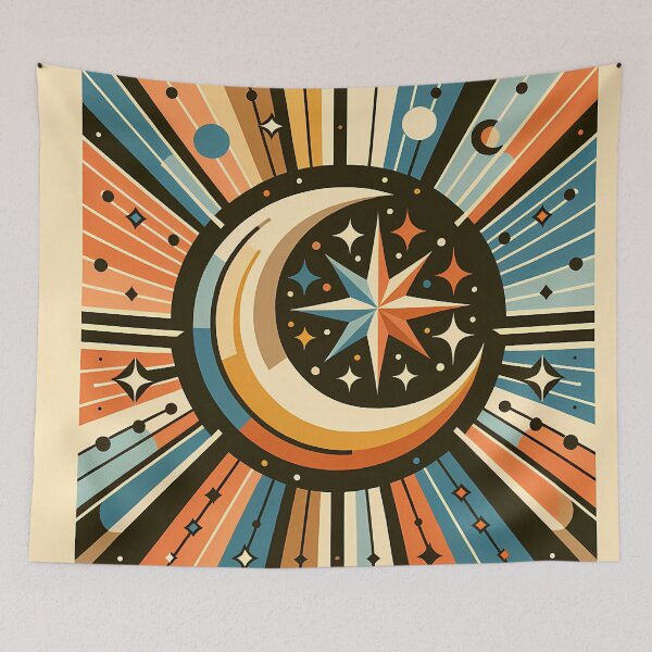 Item preview, Geometric Crescent Moon and Starburst designed and sold by InkSmithery.