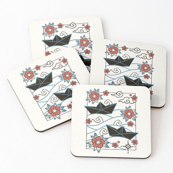 Item preview, Bright Origami Boats & Compass - Clean Nautical Art designed and sold by NemiMakeit.