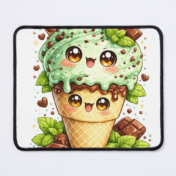Item preview, Mint Chocolate Chip Ice Cream Cone Kawaii designed and sold by redsharkuk.