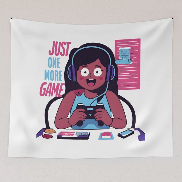 Item preview, Just One More Game – Cute Gamer Girl Neon Gaming Design designed and sold by Kavya Art.