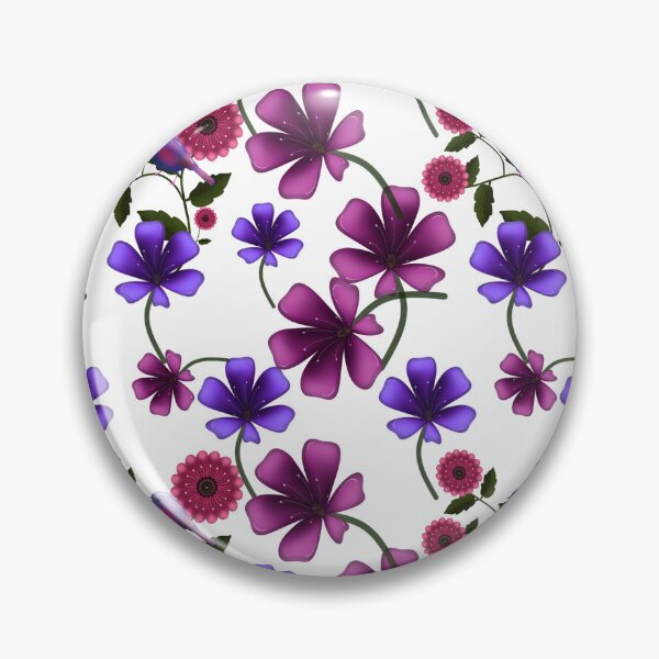 Item preview, Purple Pink Floral Pattern Elegant Seamless Flower Design with Birds Aesthetic Botanical Print designed and sold by HopeAndHustle.