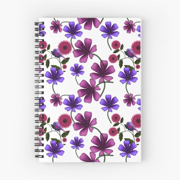 Item preview, Purple Pink Floral Pattern Elegant Seamless Flower Design with Birds Aesthetic Botanical Print designed and sold by HopeAndHustle.
