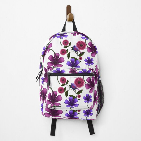 Item preview, Purple Pink Floral Pattern Elegant Seamless Flower Design with Birds Aesthetic Botanical Print designed and sold by HopeAndHustle.