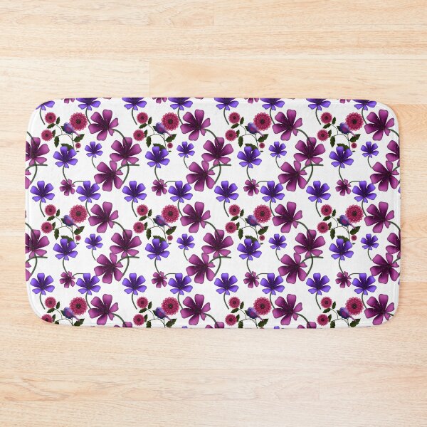 Item preview, Purple Pink Floral Pattern Elegant Seamless Flower Design with Birds Aesthetic Botanical Print designed and sold by HopeAndHustle.