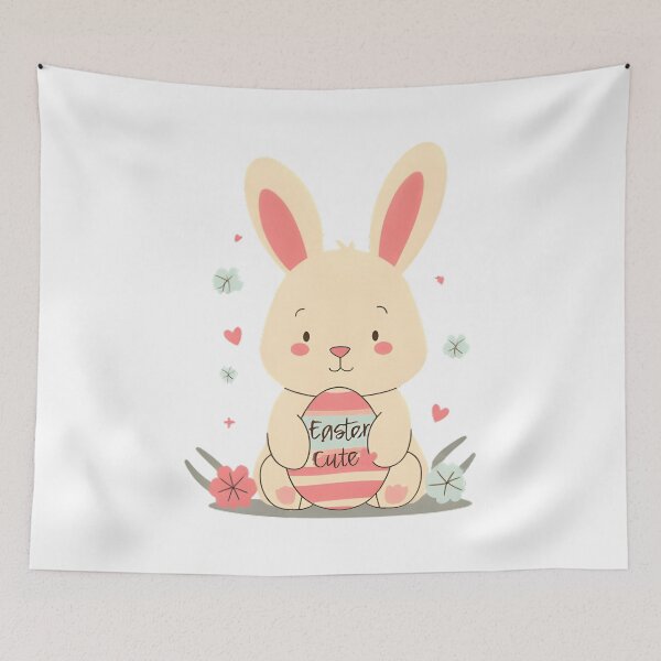 Item preview, Cute Easter Bunny with Egg – Kawaii Spring Design designed and sold by Kavya Art.