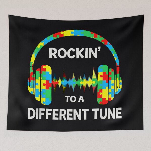 Item preview, Rockin To A Different Tune Autism Awareness Puzzle Piece Music Headphone Art designed and sold by DienesAngele.