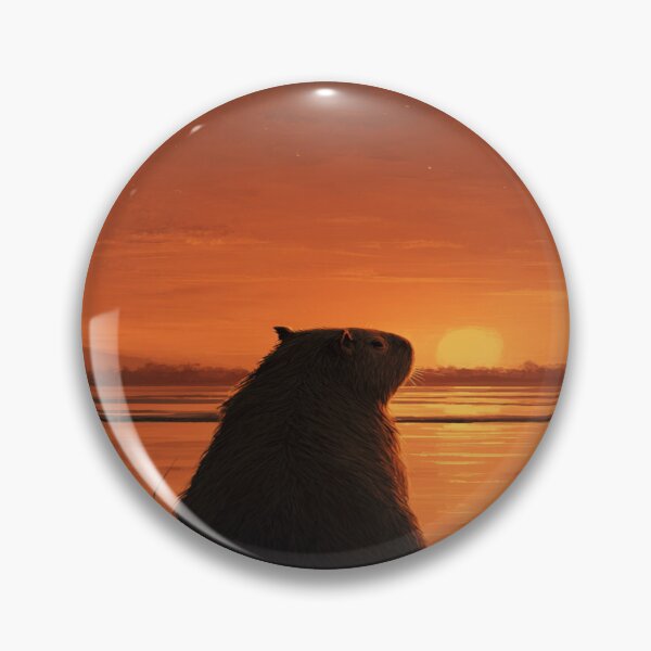Item preview, Peaceful Capybara Sunset Nature Wildlife Design designed and sold by NicolasGlowArt.