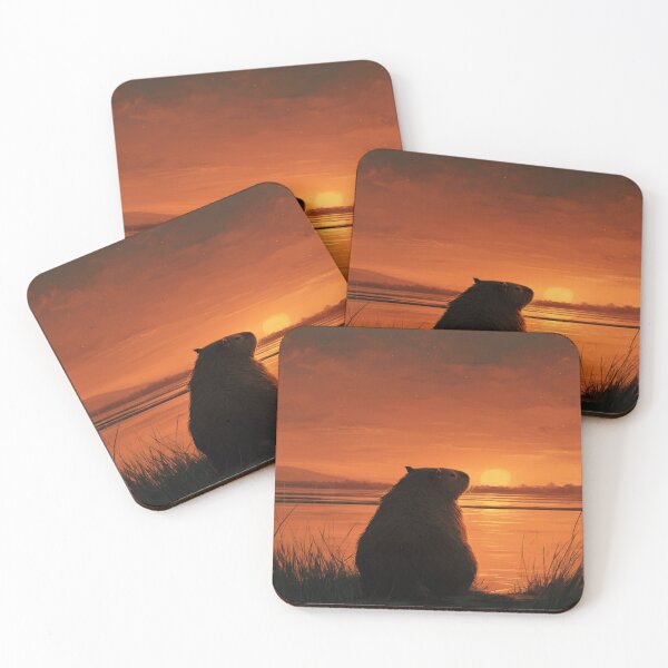 Item preview, Peaceful Capybara Sunset Nature Wildlife Design designed and sold by NicolasGlowArt.