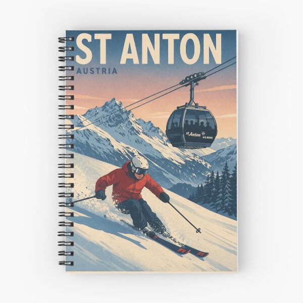 Item preview, St Anton Retro Ski Poster – Vintage Alpine Travel Print designed and sold by supernova-tees.