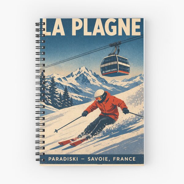Item preview, La Plagne Vintage Ski Travel Poster – French Alps Retro Winter Illustration designed and sold by supernova-tees.