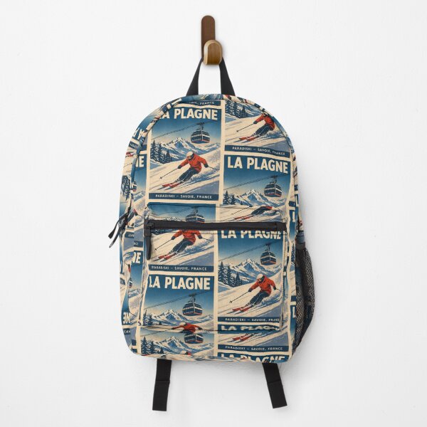 Item preview, La Plagne Vintage Ski Travel Poster – French Alps Retro Winter Illustration designed and sold by supernova-tees.