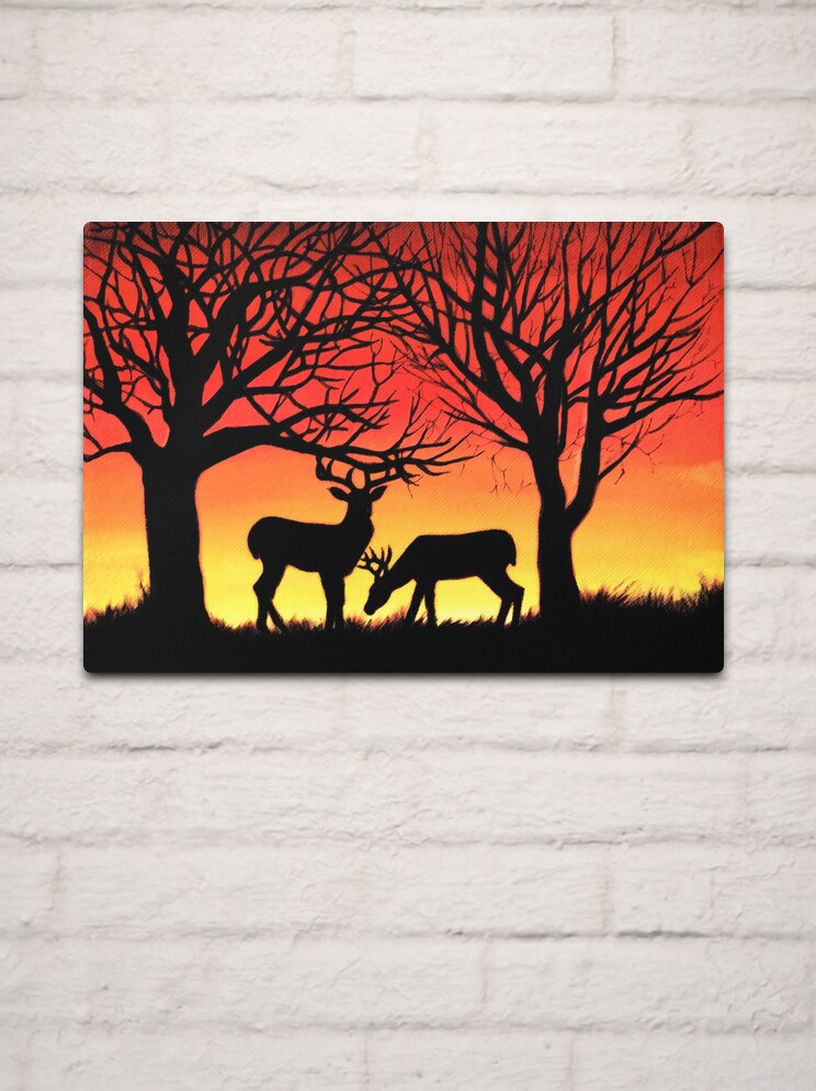 Grazing Deer at Sunset Painting by Alison Thomas Newth - Fine Art