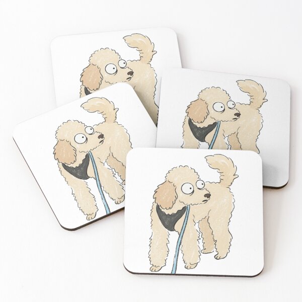 Item preview, Quirky Cream Poodle on a Blue Leash designed and sold by Flying Doggo.