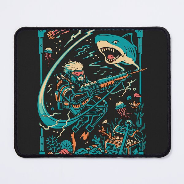 Item preview, Cyber Diver Deep Sea Treasure – Retro Tactical Shark Hunter Art designed and sold by Teeseas Wave.