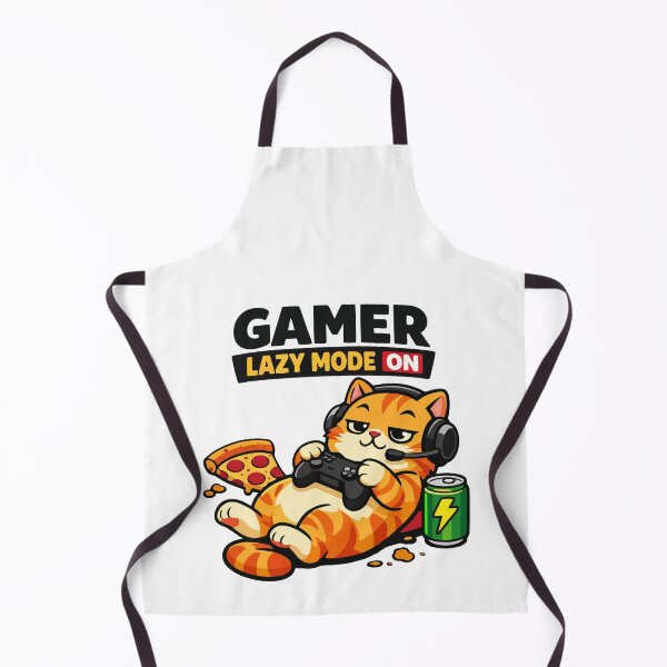 Item preview, Gamer Lazy Mode ON Funny Cat Gaming Pizza Energy Drink Gamer T-Shirt designed and sold by DarojadNR.