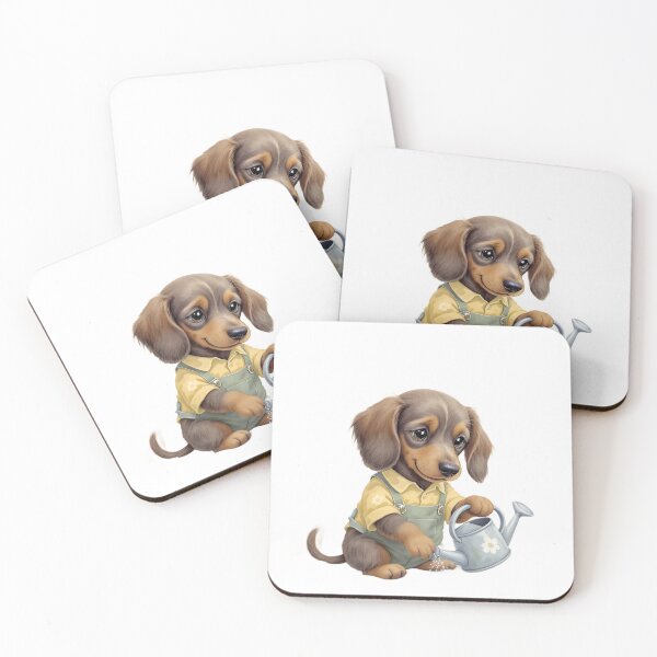 Item preview, Long Haired Dachshund Garden Time Art designed and sold by Kedspicedesign.
