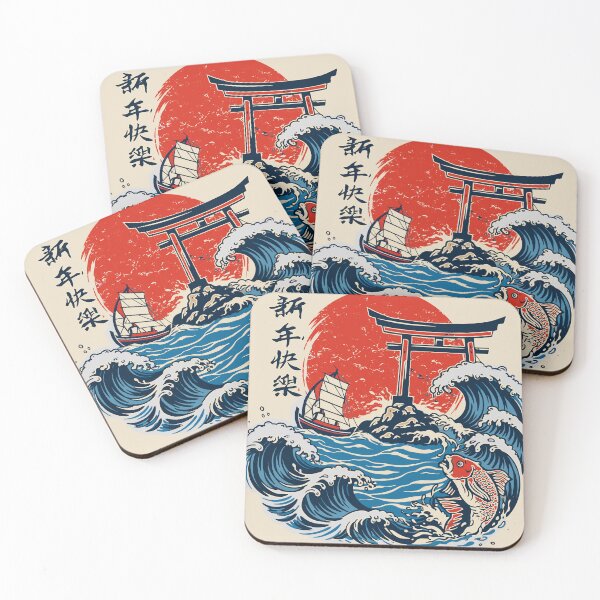 Item preview, Happy New Year Koi Wave – Vintage Japanese Torii Gate & Sun  designed and sold by Teeseas Wave.