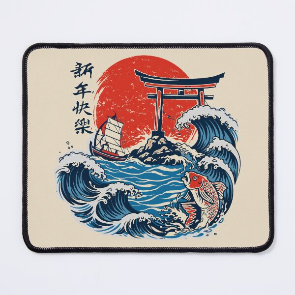 Item preview, Happy New Year Koi Wave – Vintage Japanese Torii Gate & Sun  designed and sold by Teeseas Wave.