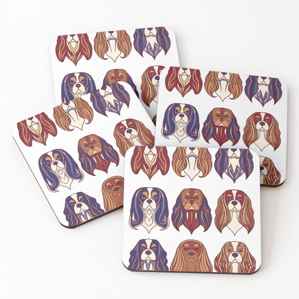 Item preview, Nine Colorful Cavalier King Charles Spaniel Portraits designed and sold by lautir.
