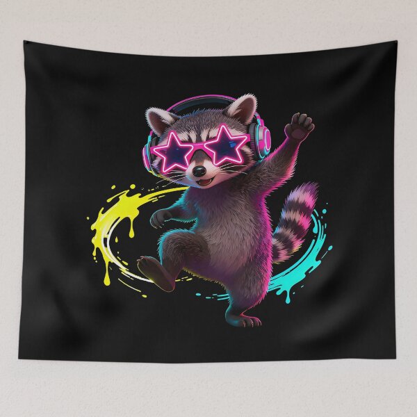 Item preview, Neon Rave Raccoon – Crazy Party Animal Festival Design 2 designed and sold by RH Design Lab.