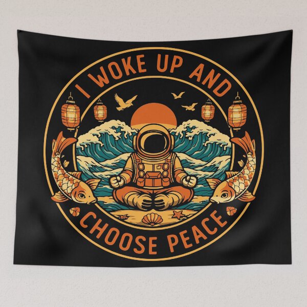 Item preview, I Woke Up And Choose Peace – Zen Astronaut Meditating Japanese Wave Art designed and sold by Teeseas Wave.