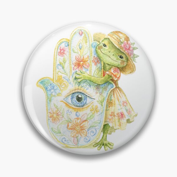 Item preview, Cute Frog Hamsa Evil Eye Lucky Charm Boho designed and sold by AlisaArtDecor.